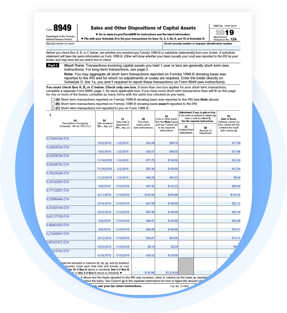 Crypto Capital Gain On IRS Form 8949