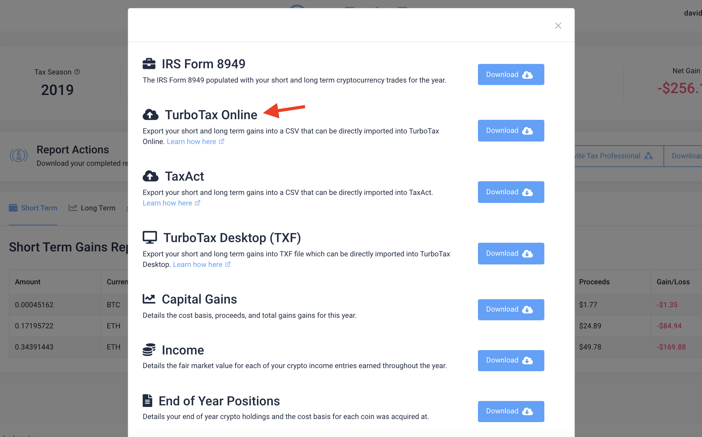 CryptoTrader.Tax Report Dashboard
