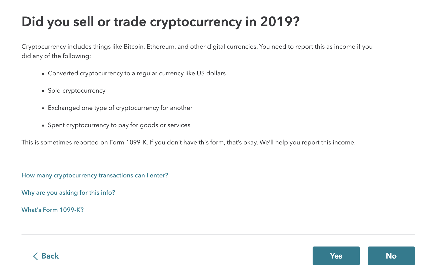 TurboTax cryptocurrency question